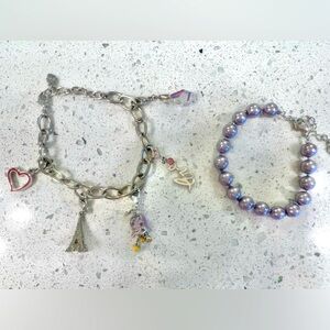 Swarovski charm bracelet set with two bracelets and 5 detachable charms